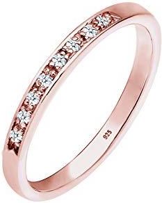 Diamore damski pierścionek, nakładany pierścionek, błyszczący diament (0,08 ct) ze srebra 925, 54, Szlif fasetkowy, Diament,