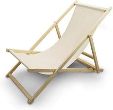 Leżak Plażowy Ogrodowy Drewniany Składany Regulowany Beżowy