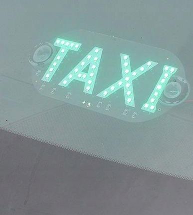 Taxi Ledowy Napis Lampa Zielona Tabliczka Diody