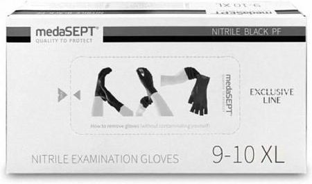 medaSEPT NITRILE PRIDE BLACK PF Rękawice diagnostyczne nitrylowe, bezpudrowe, czarne XL, 100 szt. 
