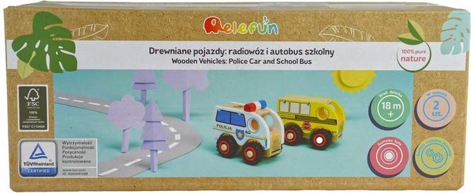 Elefun Drewniane Pojazdy Radiowóz I Autobus Szkolny - Ceny i opinie ...