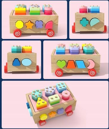 Nicekids Drewniany Sorter Klocki Z Kółkami Jhtoy-550 - Ceny i