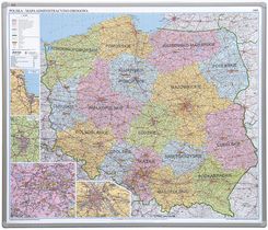 nowy 2x3 Tablica Mapa Magnetyczna Polska Administracyjno-Drogowa 102x120Cm Magnetyczna ( TMPA2M )