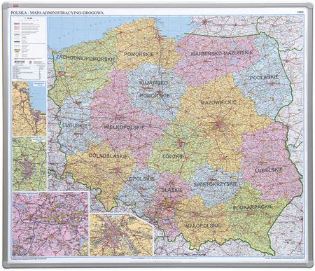 2x3 Tablica Mapa Magnetyczna Polska Administracyjno-Drogowa 102x120Cm Magnetyczna ( TMPA2M )