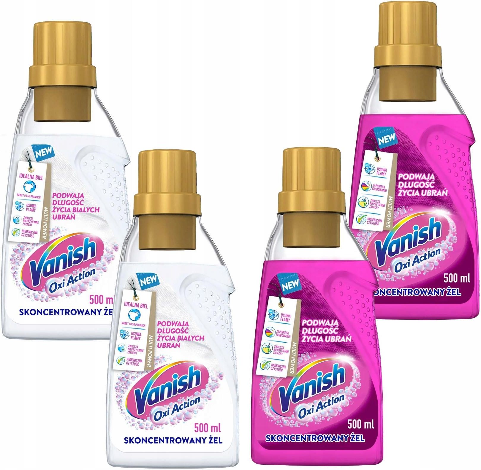 Vanish Oxi Odplamiacz Żel Kolor Biel 4X 500Ml - Opinie i atrakcyjne ...