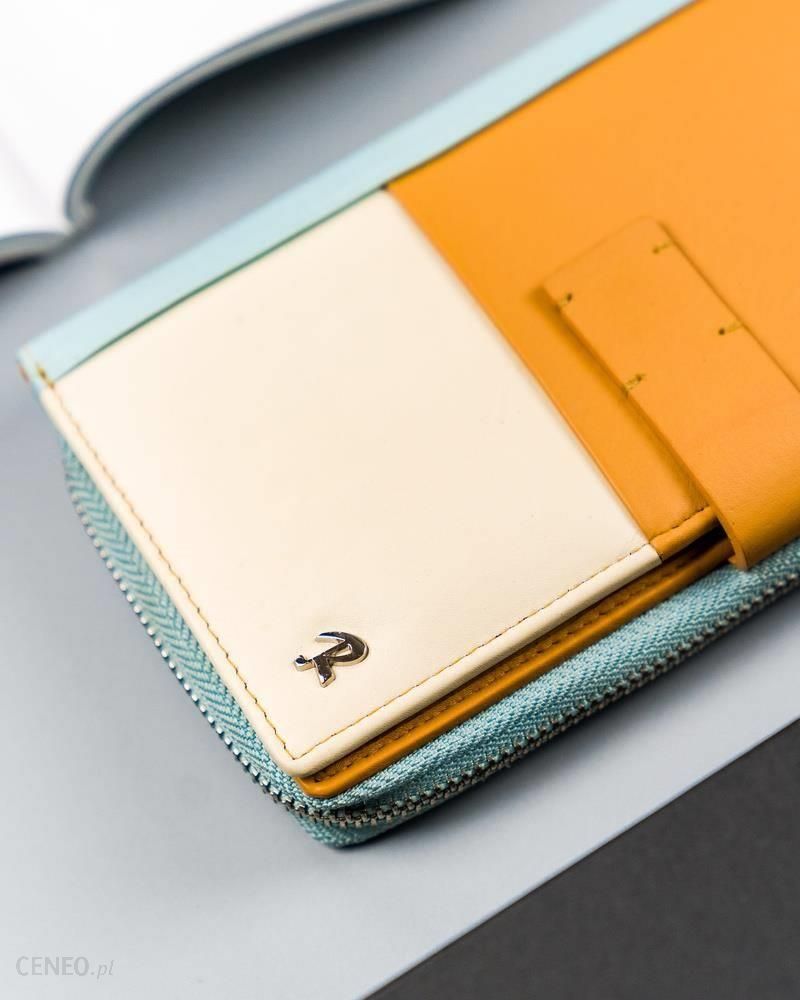 Kolorowy portfel damski z dwiema sekcjami, skóra naturalna