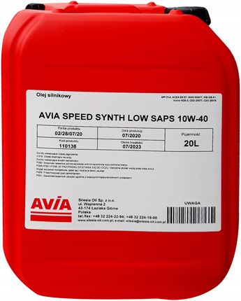 Avia Speed H Low Saps 10W40 20L