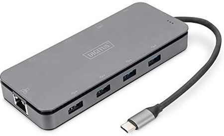 DIGITUS  USB-C STACJA DOKUJĄCA Z M.2 SSD DOCK - 10 PORTÓW - 1X HDMI, 1X VGA (4K@30HZ) - 4X USB 3.0 / USB 2.0, 1X USB TYPE-C - RJ45 LAN, CZYTNIK KART -