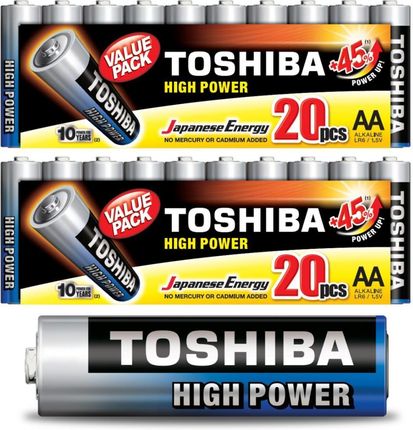 TOSHIBA 2X BATERIE ALKALICZNE HIGH POWER LR6 AA 1,5V PACK 20SZT