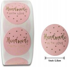 Zdjęcie Naklejki Ozdobne Okrągłe Handmade With Love 500szt - Bartoszyce