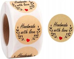 Zdjęcie Naklejki Ozdobne Okrągłe Handmade With Love 500szt - Bartoszyce
