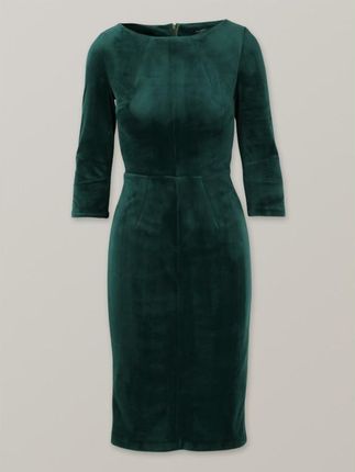 Zielona dopasowana sukienka z weluru