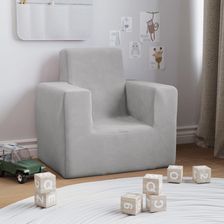 Zdjęcie vidaXL Kanapa Dla Dziecka Jasnoszara Miękki Plusz - Puck
