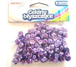 Cekiny błyszczące koła łamane 8 mm 10g fioletowe