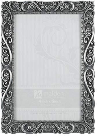 Cadre Photo Verre Miroir "Mr. Et Mrs." - Format 4x6 Pouces - Bordure Argentée - Avec Chevalet - Pour Mariage, Anniversaire, Déco