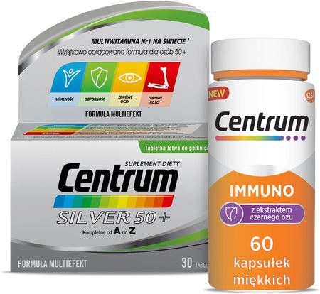 Centrum Immuno z ekstraktem z czarnego bzu 60 tabletek + Centrum Silver 50+ 30 tabletek
