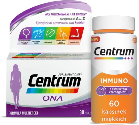 Centrum Immuno z ekstraktem z czarnego bzu 60 tabletek + Centrum ONA 30 tabletek