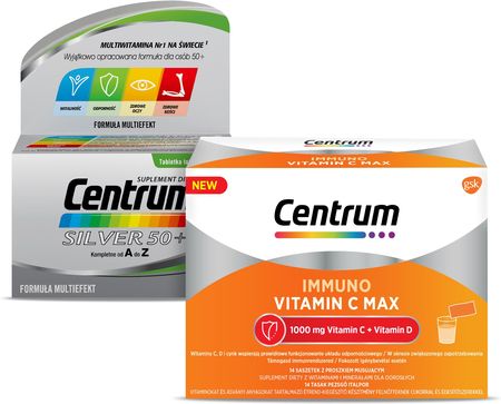 Centrum Immuno Vitamin C Max 14 saszetek + Centrum Silver 50+ 30 tabletek