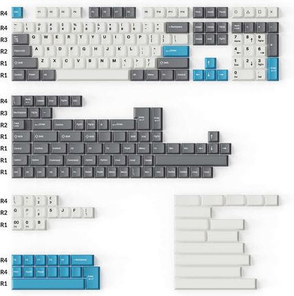 Keychron - Cherry Profile Double-Shot PBT Full Set Keycaps - Grey, White and Blue - Full Set (PBT12)