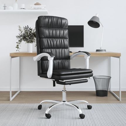 vidaXL Rozkładany Fotel Biurowy Czarny Sztuczna Skóra