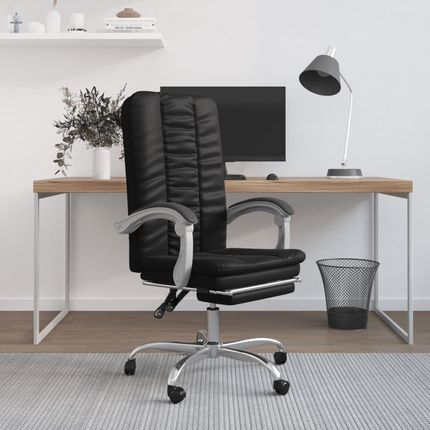 vidaXL Rozkładany Fotel Biurowy Czarny Sztuczna Skóra