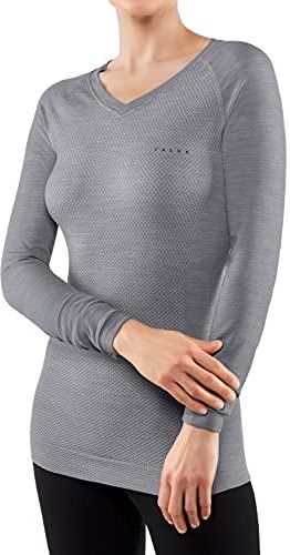 FALKE Dames Top van onderlaag Wool-Tech Light V Neck W L/s Sh wol