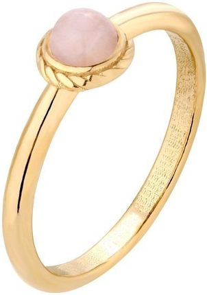 Złoty pierścionek z kwarcem różowym