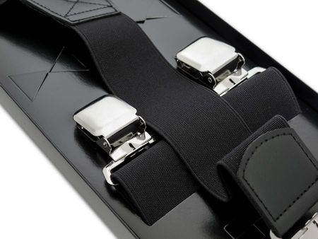 Szerokie czarne szelki do spodni XL143