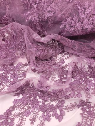 Koronka tkanina na metry jasny fiolet na spódnice