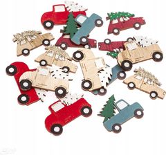 Zdjęcie Drewniane Auta Z Choinką 15 Szt. Multikolor - Miechów