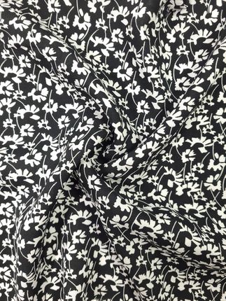 Tkanina wiskoza kwiaty materiał na sukienkę czarny