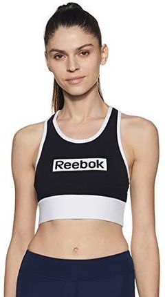 Reebok Damski biustonosz sportowy z logo Linear czarny czarny XL