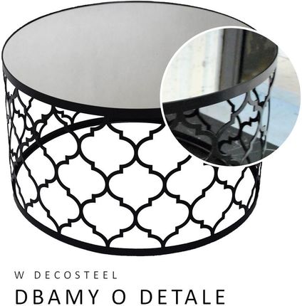 Ekskluzywny stolik kawowy glamour CEREA, Stolik kawowy okrągły nowoczesny, stolik szklany okrągły, czarny stolik do salonu DECOSTEEL