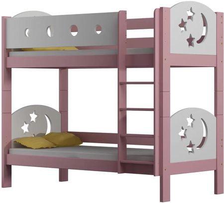 Elior Różowe Podwójne Dziecięce Z Materacami I Drabinką Mimi 3X 190X80Cm