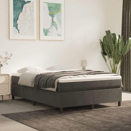 Vidaxl Łóżko Kontynentalne Ciemnoszare Obite Aksamitem 140X200 Cm 3121121