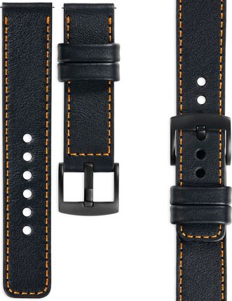 moVear moVear Prestige C1 Skórzany pasek 22mm do Samsung Galaxy Watch 3 (45mm) / Watch (46mm) / Gear S3 | Czarny pomarańczowe przeszycie