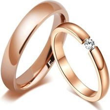Steelova Różowe złoto Obrączki + Cyrkonia Sześciokątna AAA (4 mm, 3 mm)