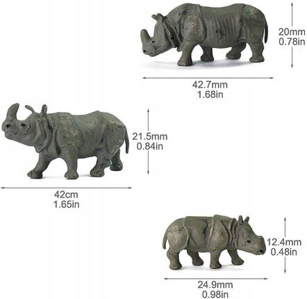 Figurki Na Makietę 1:87 H0 Nosorożce 3 Szt