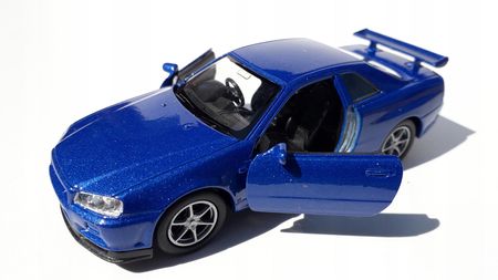 Nissan Skyline Gt-r Niebieski Metalowy Welly 1:34