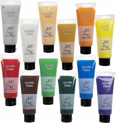 Farby Akrylowe Zestaw XXL 12 szt Kolorów po 100 ml