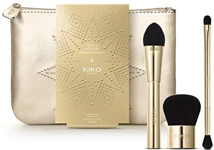 KIKO Milano Joyful Holiday Unmissable Brushes Kit | Zestaw 3 Pędzli Do Pudru, Podkładu Oraz Makijażu Oczu, Z Podwójną Końcówką