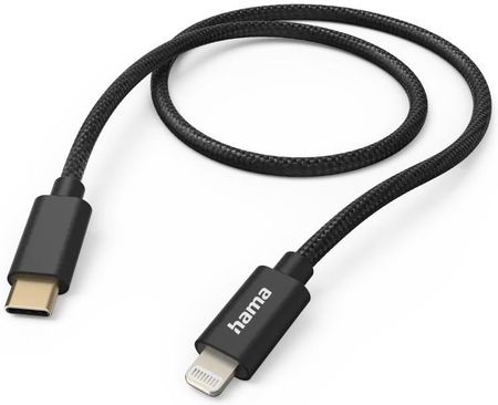 Hama Fabric USB-C / Lightning nylonowy czarny (201546)