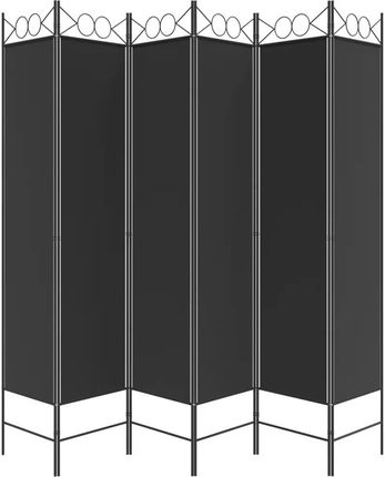 vidaXL Parawan 6 Panelowy Czarny Tkanina 240X200cm (350161)