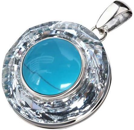 Polcarat Design Wisiorek Srebrny Zdobiony Swarovski Crystal Cosmic Ring W 1705 Turkus 