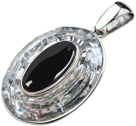 Polcarat Design Wisiorek Srebrny Zdobiony Swarovski Crystal Cosmic Ring W 1706 Onyks 