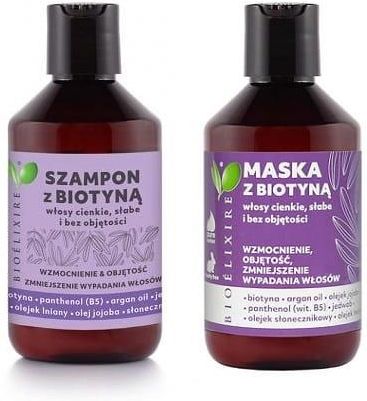 Bioelixire Biotyna - Zestaw Do Włosów Cienkich I Wypadających Szampon + Maska 2X300Ml