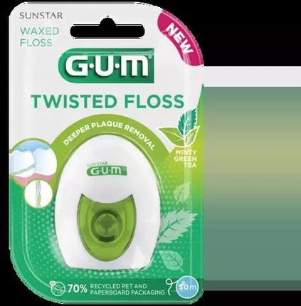 Sunstar Gum Gum Twisted Floss 30 M - Nić Dentystyczna, Woskowana Miętowa