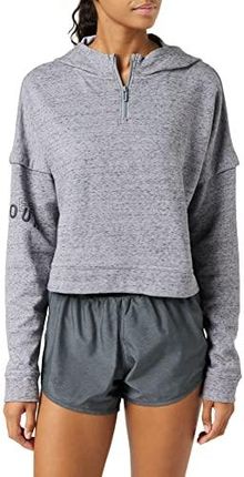 Under Armour Damska bluza z kapturem UA Rival Terry 1/2 z zamkiem błyskawicznym, sweter kurtka, dzianinowa kurtka polarowa (Steel Full Heather/Black/B