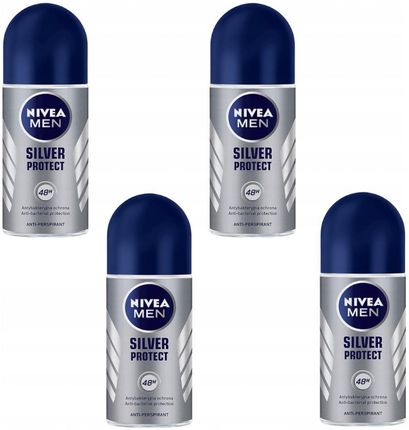 Nivea Antyperspirant Męski Men Silver Protect 4Szt Zestaw  Roll-On Dezodorant