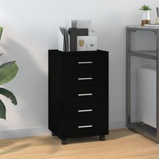 vidaXL Szafka Z Szufladami I Kółkami, Czarna, Materiał Drewnopochodny 342671